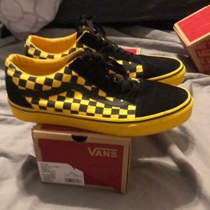 Yellow and Black Checkered Vans